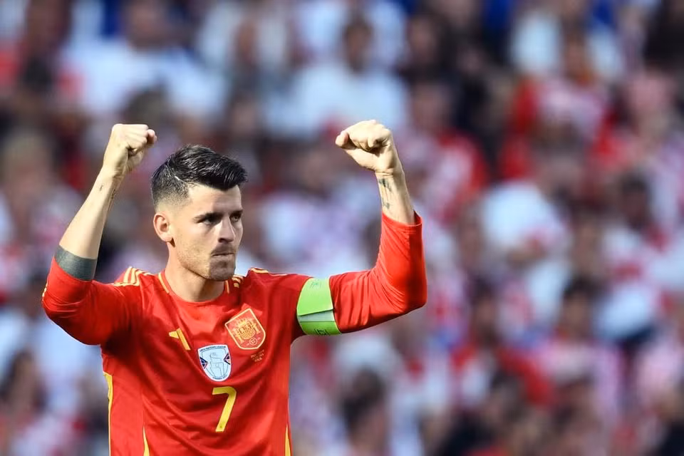 Niềm vui của Morata trong giải đấu mà anh được mang băng thủ quân của Tây Ban Nha. (Nguồn: Getty Images)