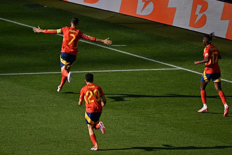 Alvaro Morata là người ghi bàn thắng đầu tiên cho Tây Ban Nha ở EURO 2024. (Nguồn: Getty Images)