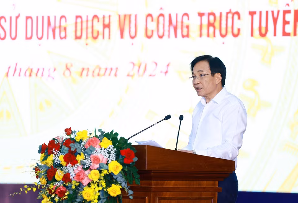 Bộ trưởng, Chủ nhiệm Văn phòng Chính phủ Trần Văn Sơn phát biểu. (Ảnh: Dương Giang/TTXVN)
