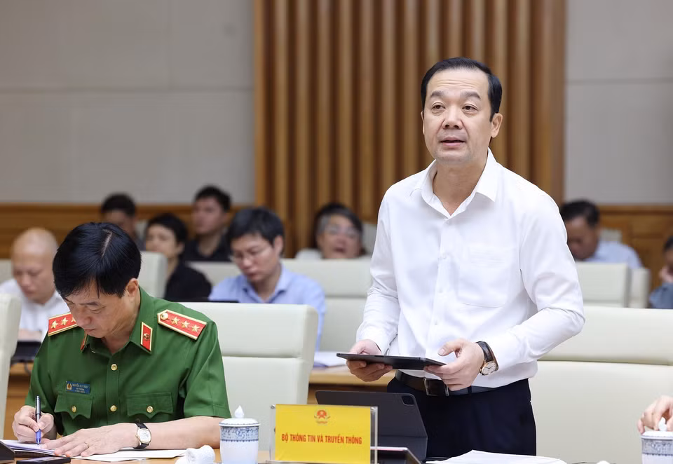 Thứ trưởng Bộ Thông tin và Truyền thông Phạm Đức Long phát biểu. (Ảnh: Dương Giang/TTXVN)