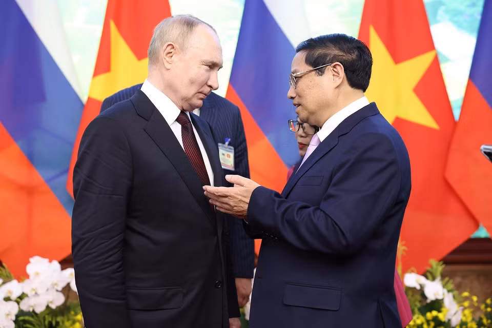 Thủ tướng Phạm Minh Chính hội kiến Tổng thống Liên bang Nga Vladimir Putin. (Ảnh: Dương Giang/TTXVN)