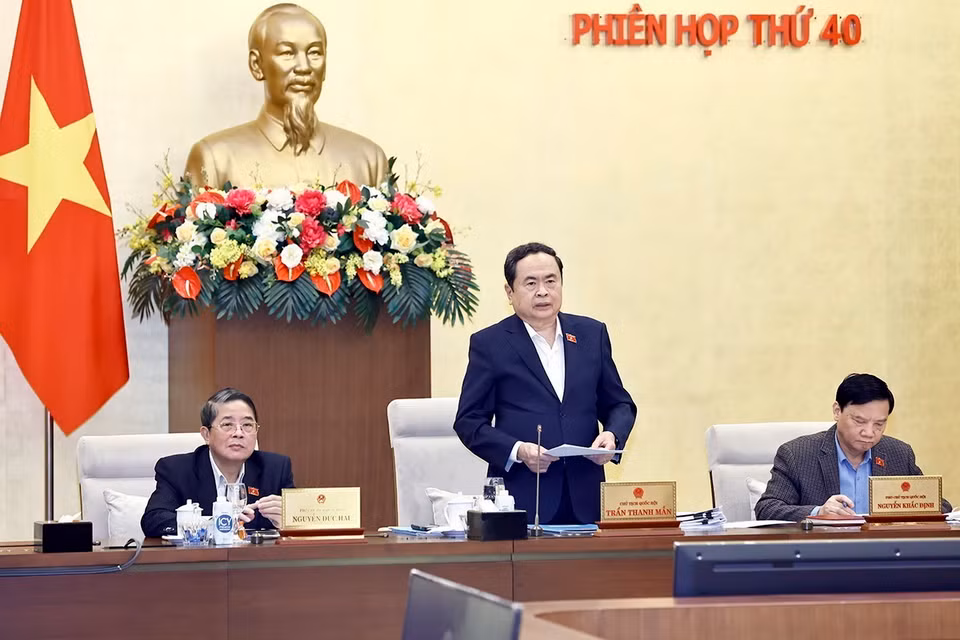 Chủ tịch Quốc hội Trần Thanh Mẫn phát biểu khai mạc. (Ảnh: Doãn Tấn/TTXVN)