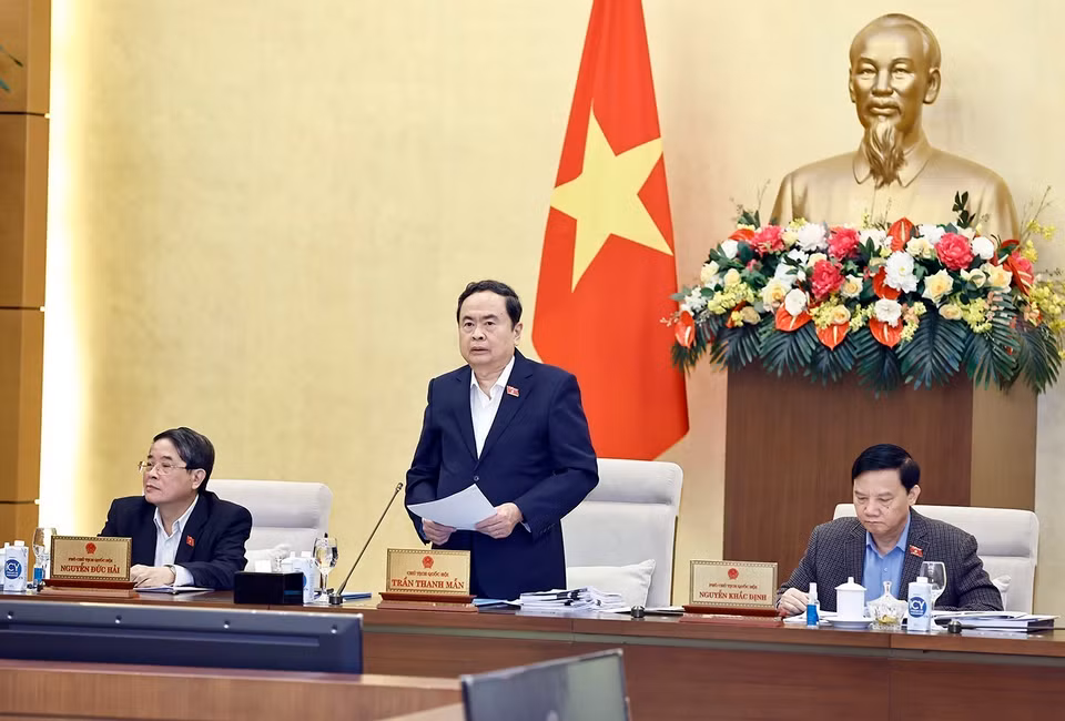 Chủ tịch Quốc hội Trần Thanh Mẫn phát biểu khai mạc. (Ảnh: Doãn Tấn/TTXVN)