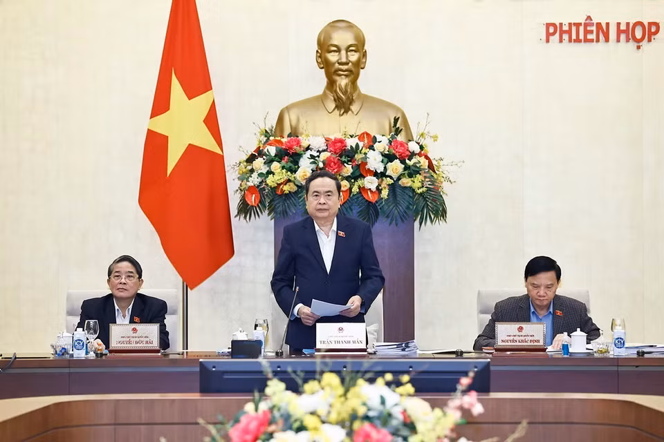Chủ tịch Quốc hội Trần Thanh Mẫn phát biểu khai mạc. (Ảnh: Doãn Tấn/TTXVN)
