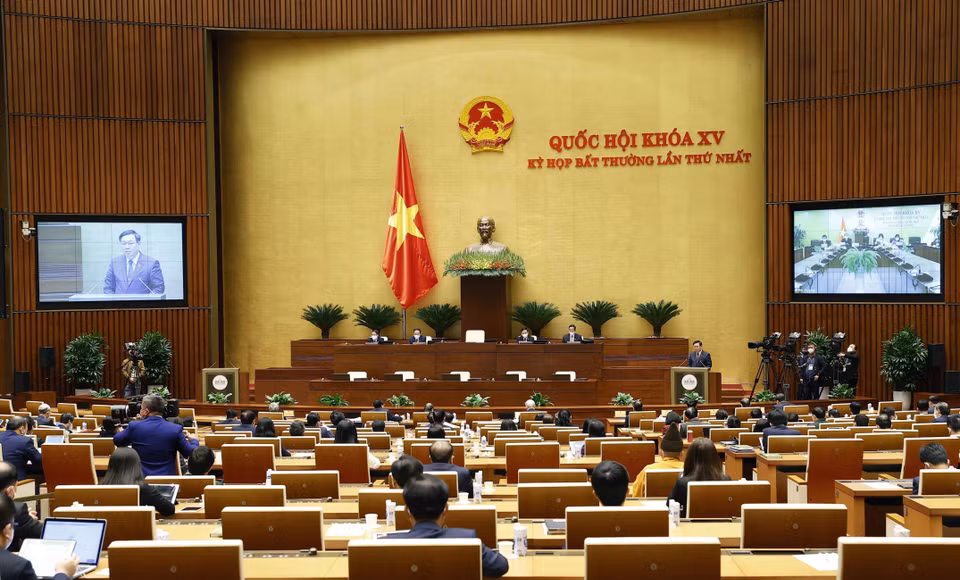 Chủ tịch Quốc hội Vương Đình Huệ phát biểu tại phiên bế mạc kỳ họp. (Ảnh: Doãn Tấn/TTXVN)