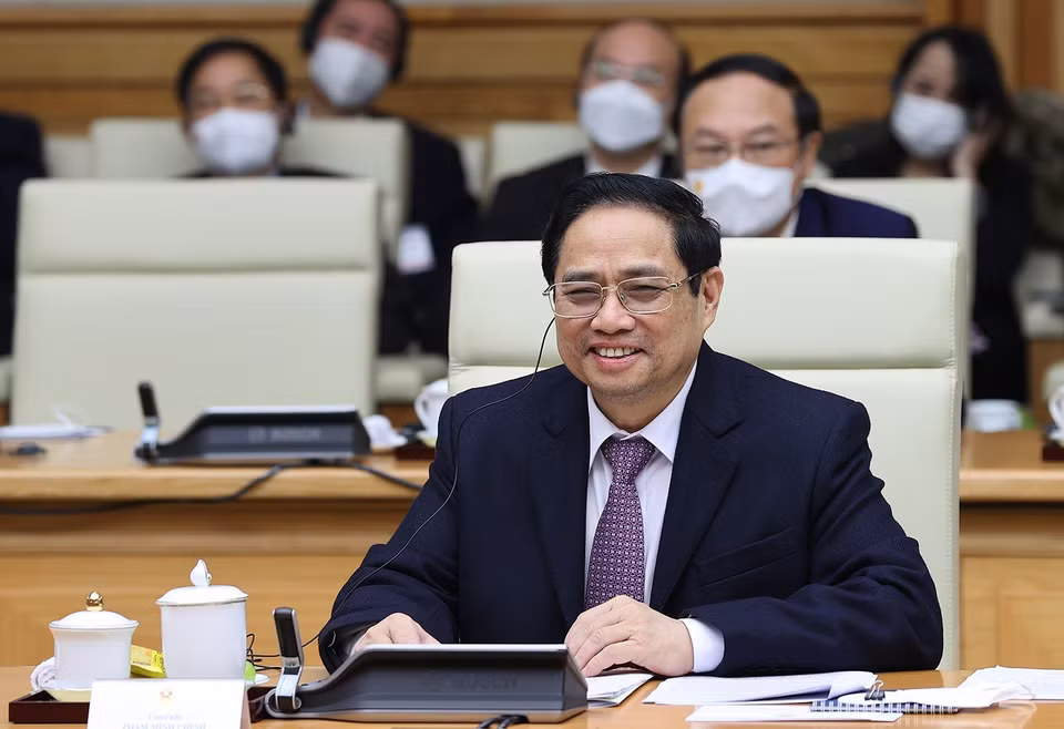 Hình ảnh Thủ tướng Phạm Minh Chính phát biểu tại kỳ họp. (Ảnh: Dương Giang/TTXVN)