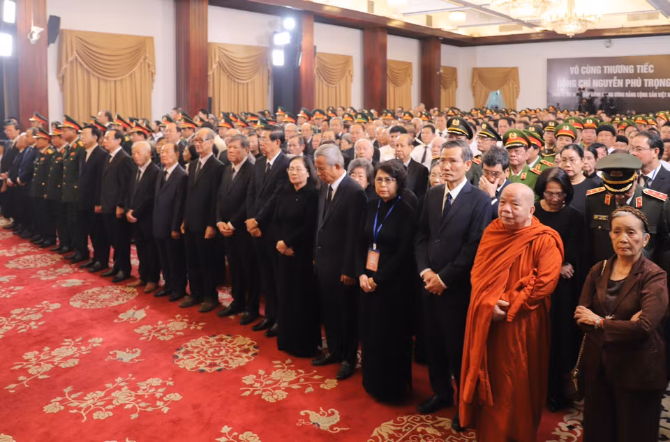 Lễ viếng Tổng Bí thư Nguyễn Phú Trọng tại Hội trường Thống Nhất, ngày 25/7/2024. (Ảnh: TTXVN)