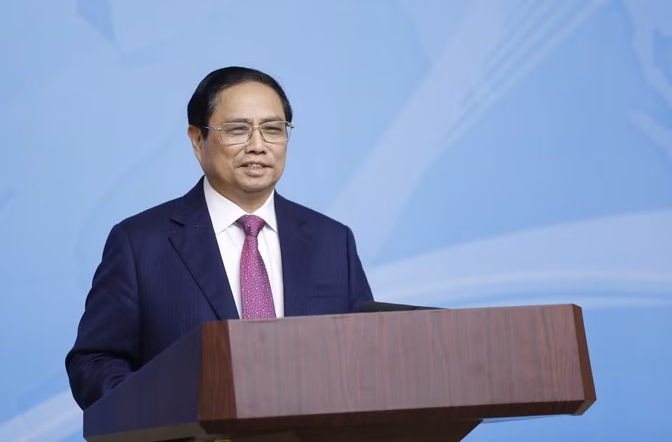 Thủ tướng Phạm Minh Chính chủ trì Hội nghị Tổng kết công tác ngoại giao vaccine. (Ảnh: Dương Giang/TTXVN)