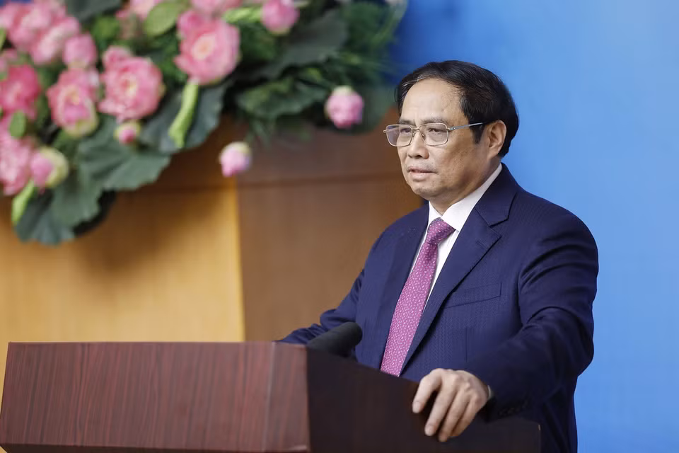 Thủ tướng Phạm Minh Chính kết luận Hội nghị Tổng kết công tác ngoại giao vaccine. (Ảnh: Dương Giang/TTXVN)