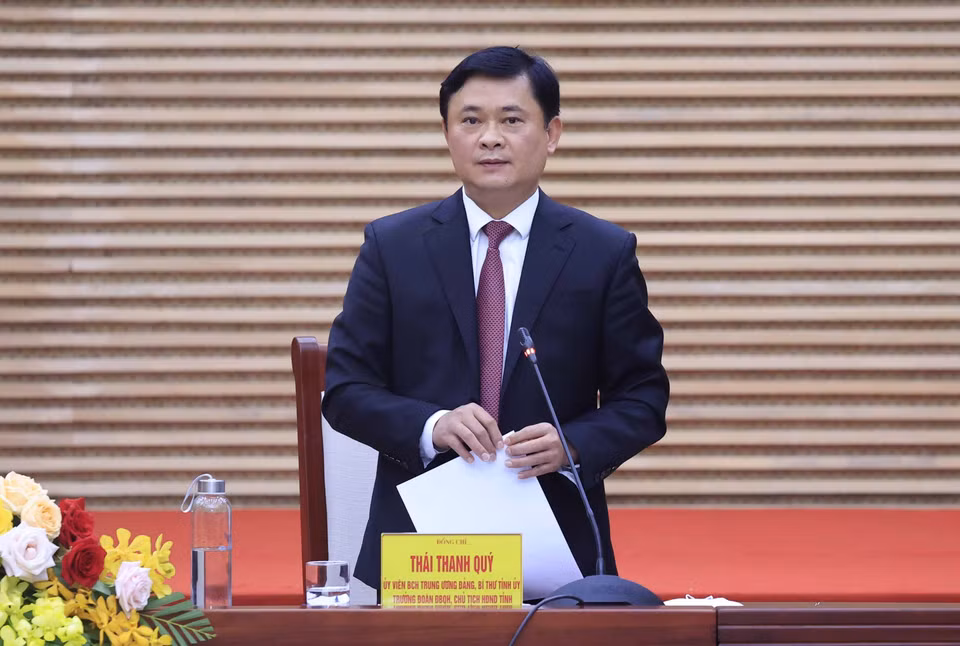 Ông Thái Thanh Quý, Ủy viên Trung ương Đảng, Bí thư Tỉnh ủy Nghệ An phát biểu. (Ảnh: Thống Nhất/TTXVN)