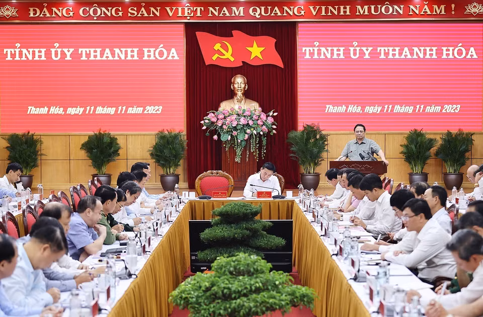 Thủ tướng Phạm Minh Chính kết luận buổi làm việc. (Ảnh: Dương Giang/TTXVN)