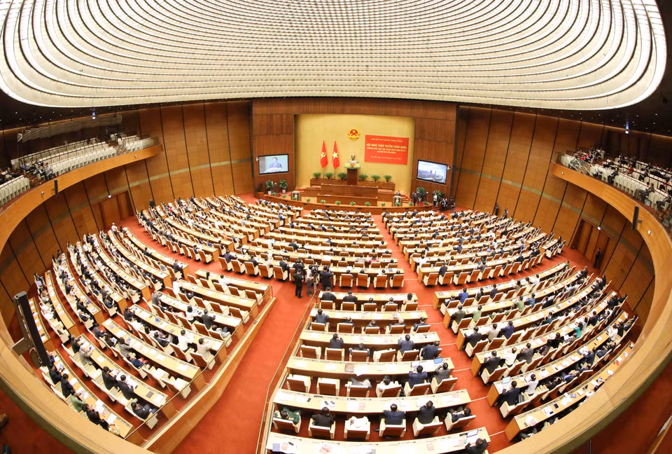 Phòng họp Diên Hồng, Nhà Quốc hội (Hà Nội) - điểm cầu chính của Hội nghị. (Ảnh: Phương Hoa/TTXVN)