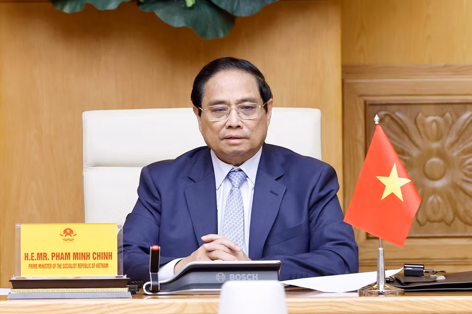 Thủ tướng Phạm Minh Chính phát biểu tại hội nghị. (Ảnh: Doãn Tấn/TTXVN)