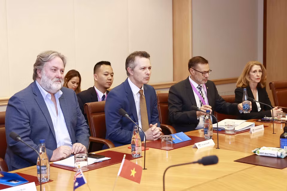 Bộ trưởng Giáo dục Australia Jason Clare phát biểu. (Ảnh: Doãn Tấn/TTXVN)