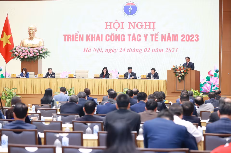 Hình ảnh Thủ tướng Phạm Minh Chính phát biểu chỉ đạo hội nghị. (Ảnh: Dương Giang/TTXVN)