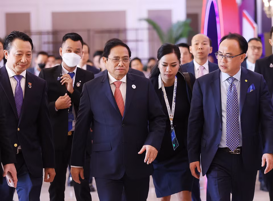 Chiều 10/11, tại thủ đô Phnom Penh, Campuchia, Thủ tướng Phạm Minh Chính tham dự và phát biểu tại Hội nghị thượng đỉnh kinh doanh và đầu tư ASEAN 2022. (Ảnh: Dương Giang/TTXVN)