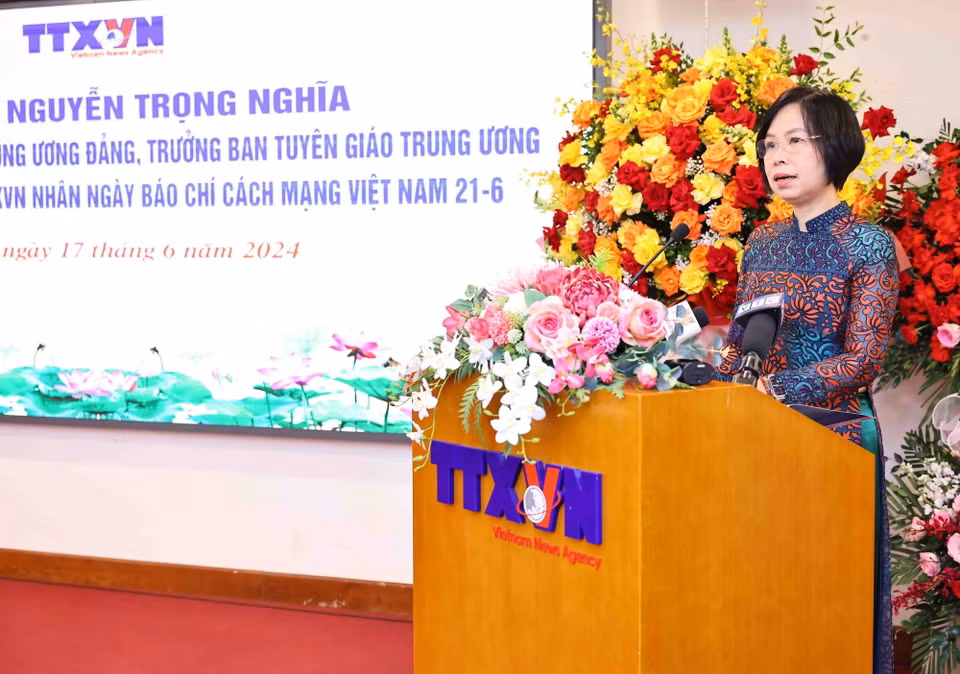 Tổng Giám đốc Thông tấn xã Việt Nam Vũ Việt Trang phát biểu. (Ảnh: Minh Đức/TTXVN)