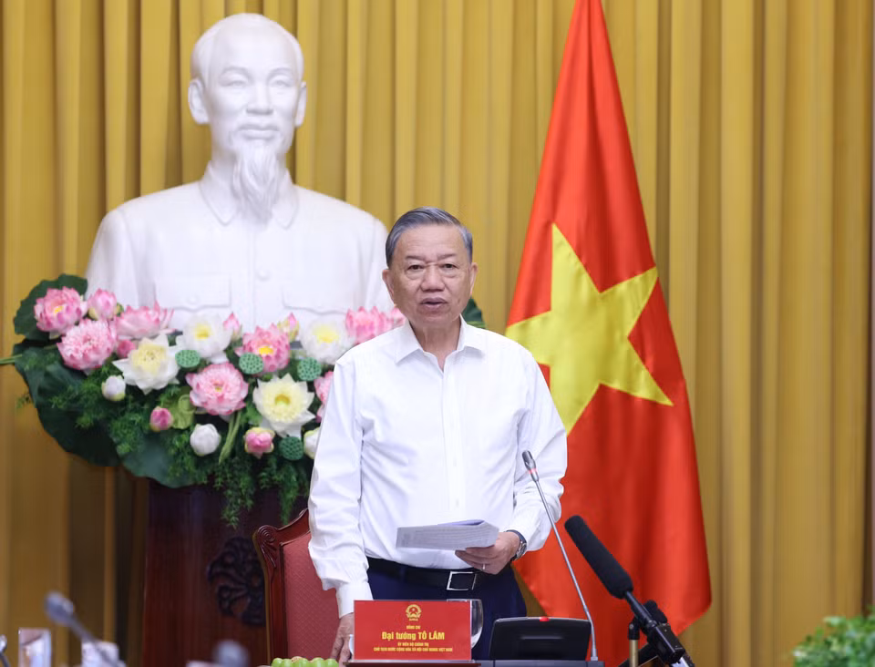 Chủ tịch nước Tô Lâm, Trưởng Ban Chỉ đạo Cải cách tư pháp Trung ương phát biểu kết luận cuộc họp. (Ảnh: Lâm Khánh/TTXVN)