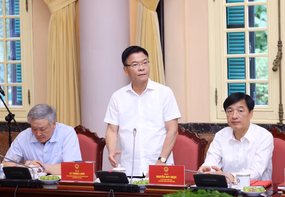 Ông Lê Thành Long, Ủy viên Trung ương Đảng, Phó Thủ tướng Chính phủ, Bộ trưởng Bộ Tư pháp phát biểu. (Ảnh: Lâm Khánh/TTXVN)