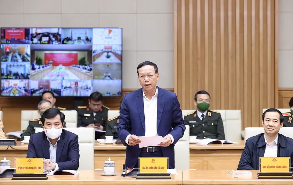 Phó Chánh án Toà án nhân dân tối cao Nguyễn Trí Tuệ phát biểu. (Ảnh: Dương Giang/TTXVN)