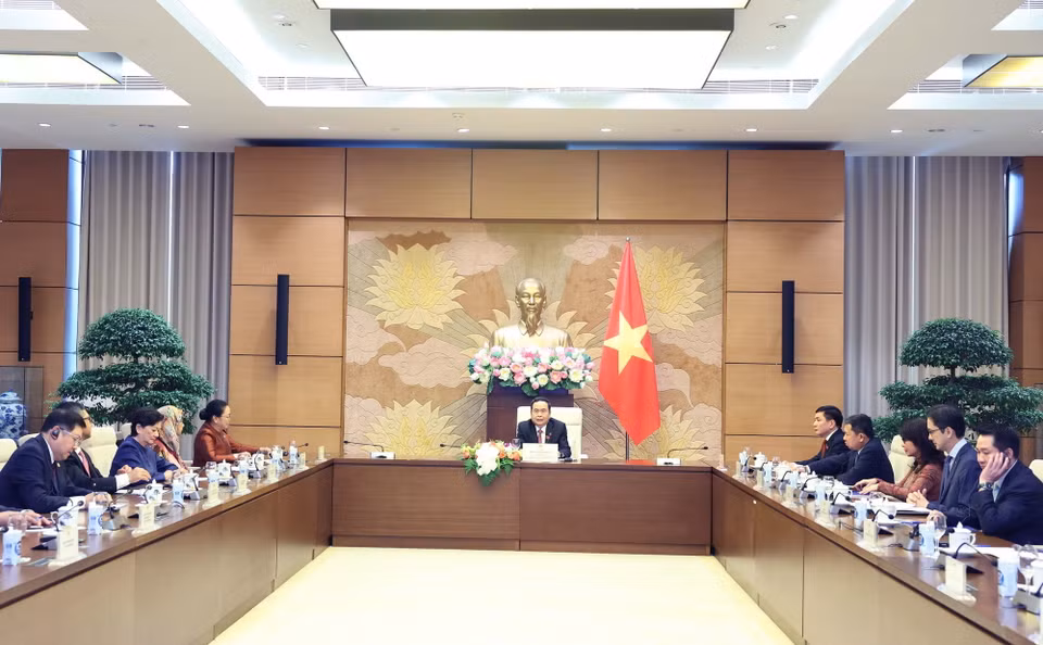 Chủ tịch Quốc hội Trần Thanh Mẫn tiếp Đại sứ, Đại biện các nước ASEAN và Timor-Leste. (Ảnh: Thống Nhất/TTXVN)