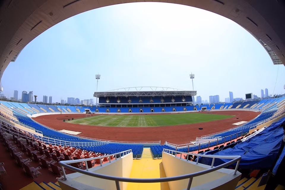 Sân vận động quốc gia Mỹ Đình đã cơ bản hoàn thành các hạng mục phục vụ thi đấu tại SEA Games 31. (Ảnh: Tuấn Anh/TTXVN)