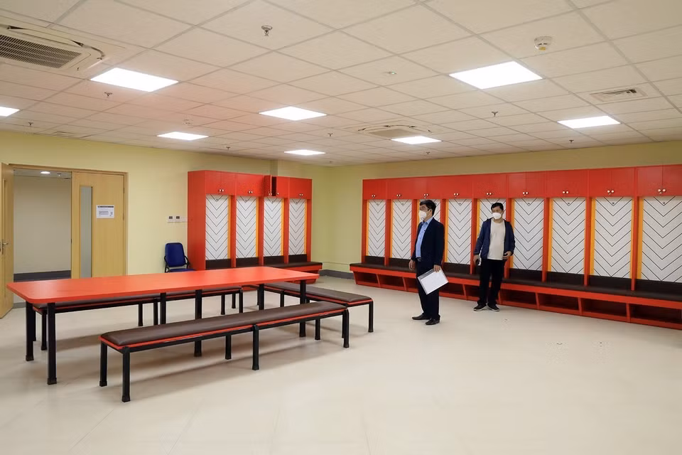 Phòng thay đồ của các VĐV. (Ảnh: Tuấn Anh/TTXVN)