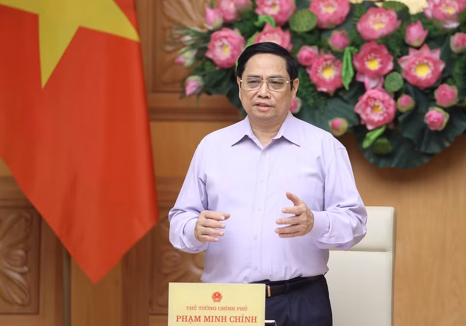 Hình ảnh Thủ tướng Phạm Minh Chính chủ trì hội nghị. (Ảnh: Dương Giang/TTXVN)