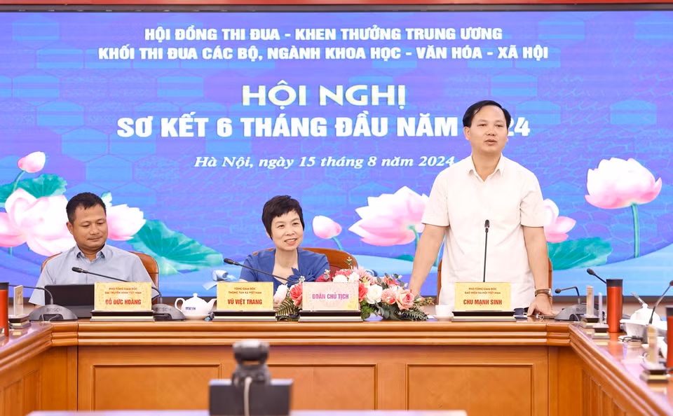 Phó Tổng Giám đốc Bảo hiểm xã hội Việt Nam Chu Mạnh Sinh phát biểu. (Ảnh: Doãn Tấn/TTXVN)