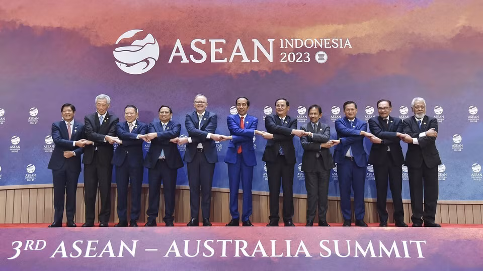Thủ tướng Phạm Minh Chính và các Trưởng đoàn dự Hội nghị Cấp cao ASEAN-Australia lần thứ 3. (Ảnh: Dương Giang/TTXVN)