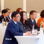 Bộ trưởng Bộ Công Thương Lê Mạnh Hùng tham dự Diễn đàn Kinh tế Việt Nam-Thụy Sĩ. (Ảnh: Phạm Kiên/TTXVN)