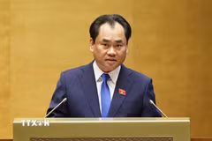 Bộ trưởng Bộ Nông nghiệp và Môi trường Trịnh Việt Hùng phát biểu giải trình, làm rõ một số vấn đề đại biểu Quốc hội nêu. (Ảnh: Doãn Tấn/TTXVN)