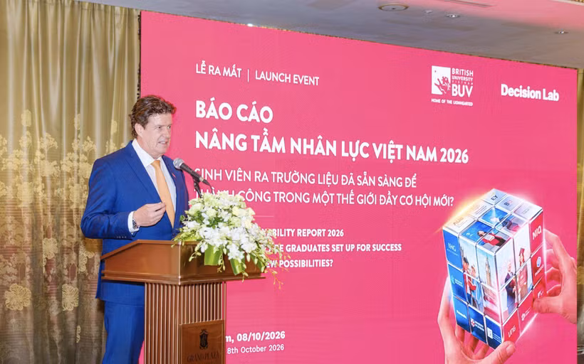 Trường Đại học BUV công bố Báo cáo Nâng tầm nhân lực Việt Nam 2026. (Ảnh: Vietnam+)