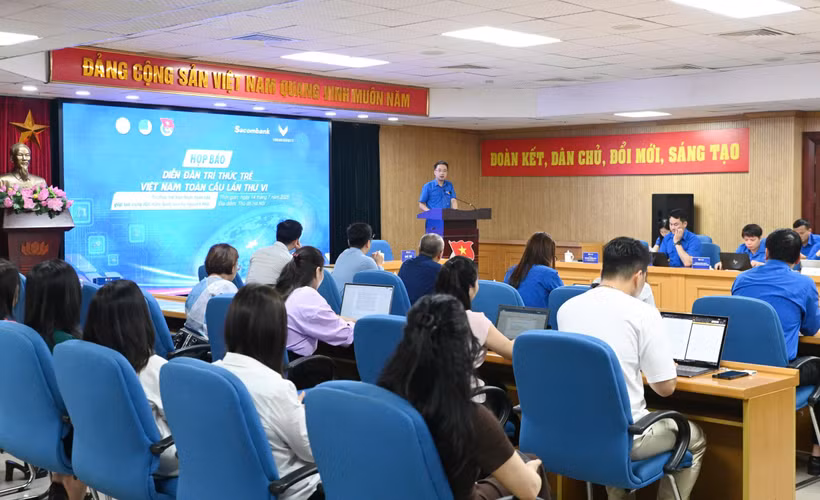 Trung ương Đoàn tổ chức họp báo thông tin về diễn đàn Trí thức trẻ Việt Nam toàn cầu. (Ảnh: PV/Vietnam+)