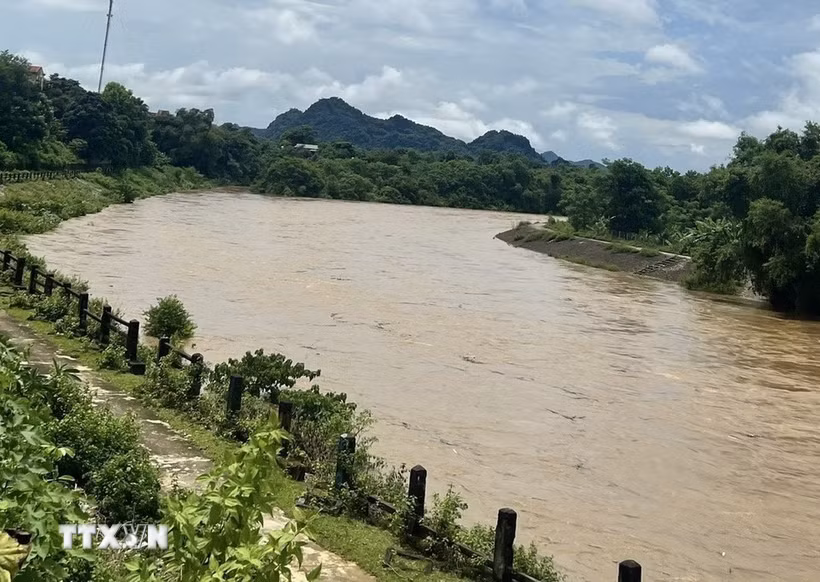 Lũ trên sông Bôi dâng cao. (Ảnh: TTXVN phát)