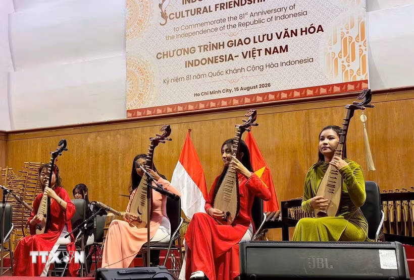 Tiết mục văn nghệ do các nghệ sỹ Việt Nam trình diễn. (Ảnh: Xuân Khu/TTXVN)