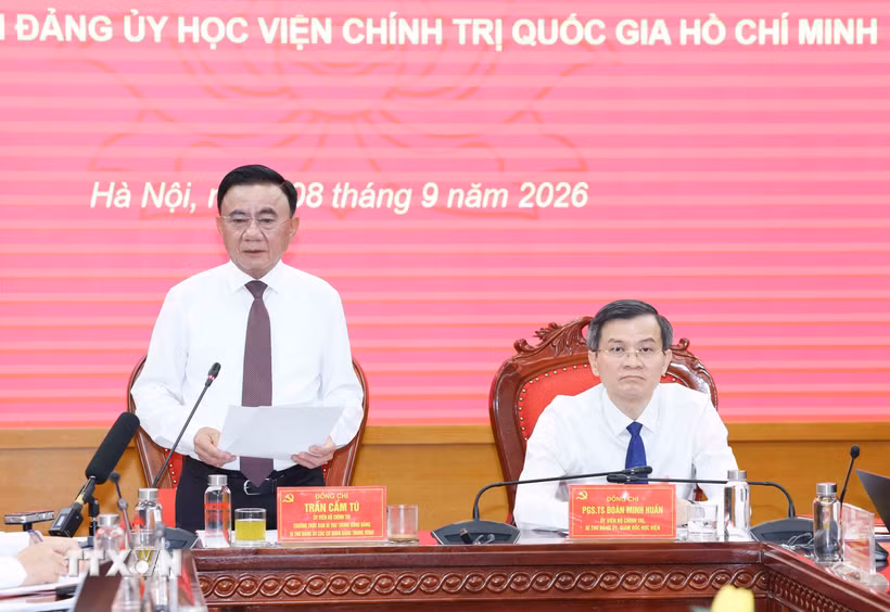 Thường trực Ban Bí thư Trần Cẩm Tú phát biểu chỉ đạo. (Ảnh: Phương Hoa/TTXVN)