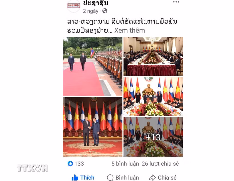 Bài đăng trên trang Facebook chính thức của báo Pasaxon. (Ảnh: TTXVN phát)