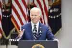 Tổng thống Mỹ Joe Biden phát biểu tại Nhà Trắng ở Washington DC. (Ảnh: Kyodo/TTXVN)