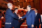 Chủ tịch Quốc hội Trần Thanh Mẫn với đại biểu dự Lễ kỷ niệm. (Ảnh: Doãn Tấn/TTXVN)