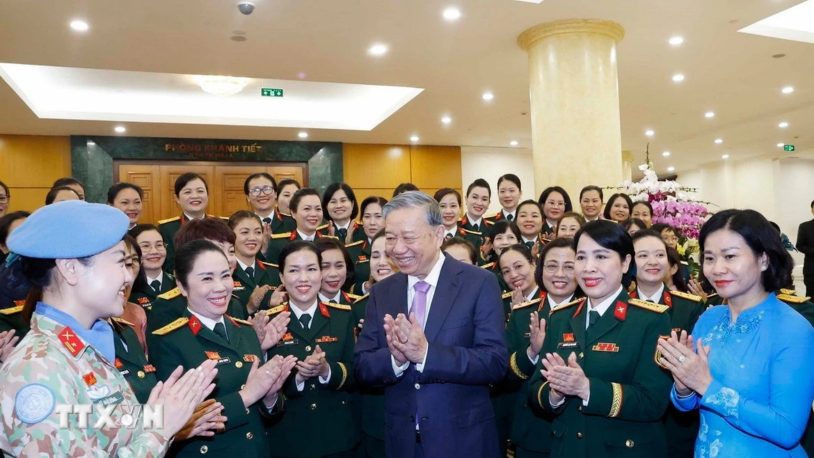 Tổng Bí thư Tô Lâm và các đại biểu. (Ảnh: Thống Nhất/TTXVN)