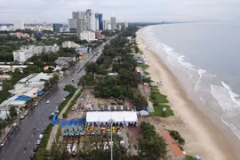 Bãi biển Thùy Vân nhìn từ trên cao. (Nguồn: Tỉnh Bà Rịa-Vũng Tàu)