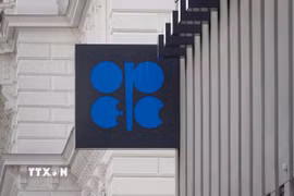 Biểu tượng của OPEC tại trụ sở tổ chức ở Vienna, Áo. (Nguồn: THX/TTXVN)