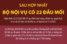 Sau hợp nhất giữa hai Bộ, Bộ Nội vụ có 22 đầu mối