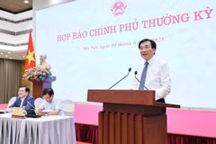 Bộ trưởng Trần Văn Sơn chủ trì phiên họp báo Chính phủ chiều 4/6. (Ảnh: Đức Duy/Vietnam+)