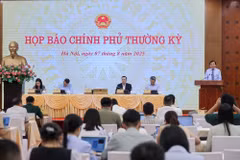 Bộ trưởng Trần Văn Sơn phát biểu tại Họp báo Chính phủ thường kỳ tháng 7/2025. (Ảnh: VGP/Nhật Bắc)