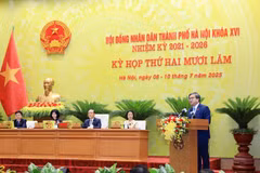 Kỳ họp thứ hai mươi lăm, Hội đồng Nhân dân thành phố Hà Nội khóa XVI. (Ảnh: hanoi.gov.vn)