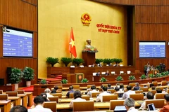 Quốc hội biểu quyết thông qua Luật Công nghiệp công nghệ số. (Ảnh: TTXVN)