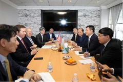 Buổi làm việc giữa Bộ trưởng Nguyễn Hồng Diên, Trưởng đoàn Việt Nam và ông Jeffrey Perlman, Chủ tịch Quỹ đầu tư Warburg Pincus kiêm Chủ tịch Hội đồng Kinh doanh Hoa Kỳ-ASEAN (USABC). (Ảnh: PV/Vietnam+)