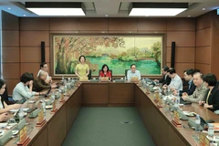 Đoàn đại biểu Quốc hội thành phố Hà Nội thảo luận tại tổ. (Ảnh: An Đăng/TTXVN)